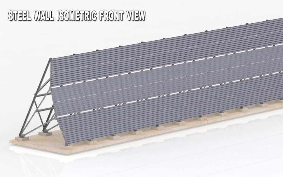 Steel wall isometric front view